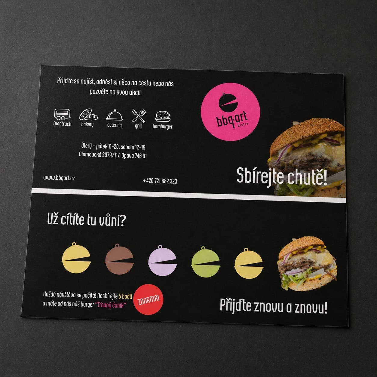 Věrnostní kartička BBQ Art s pěti poli pro nalepení bodů